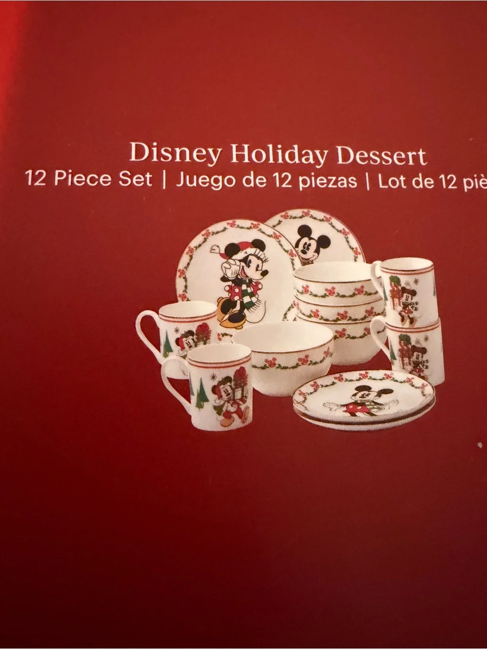 New Disney Holiday Dessert 12-Piece Set Lenox Christmas Minnie & Mickey Mouse